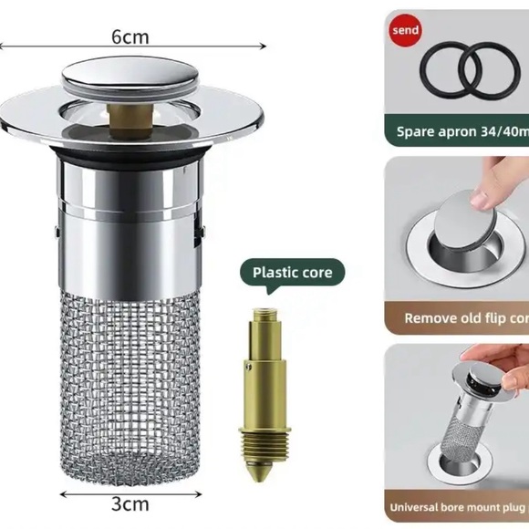 3 cm base plug for bathroom sink - Picture 1 of 3